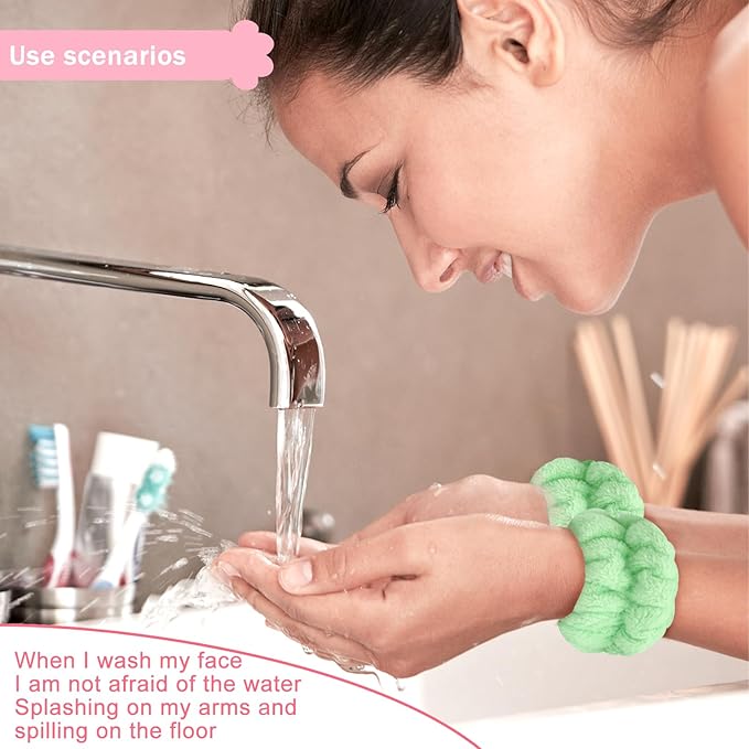 8pcs Wrist Bands for Washing Face, Absorbent Face Washing Wristbands, Microfiber Women's Spa Wrist Towels, Stretchy Wash Band for Man Children, Prevent Water from Spilling Down Your Arms