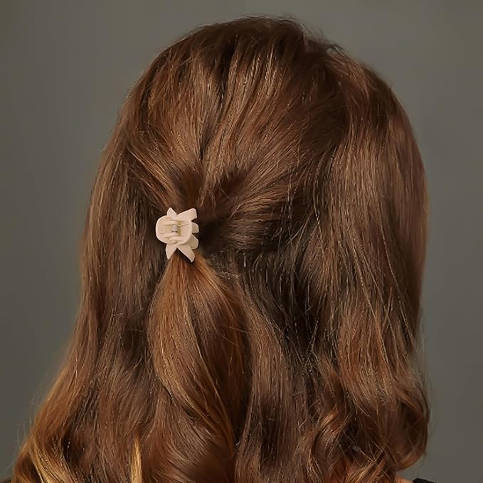 Cobahom 12 Pack Small Hair Claw Clips 1.2 Inch Matte No-Slip Mini Hair Clips for Thin Hair Styling Accessories for Women and Girls (Apricot)