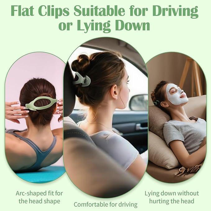 9 Pack Flat Hair Clips for Women, Matte Claw Clips for Thick & Thin Hair (Green)