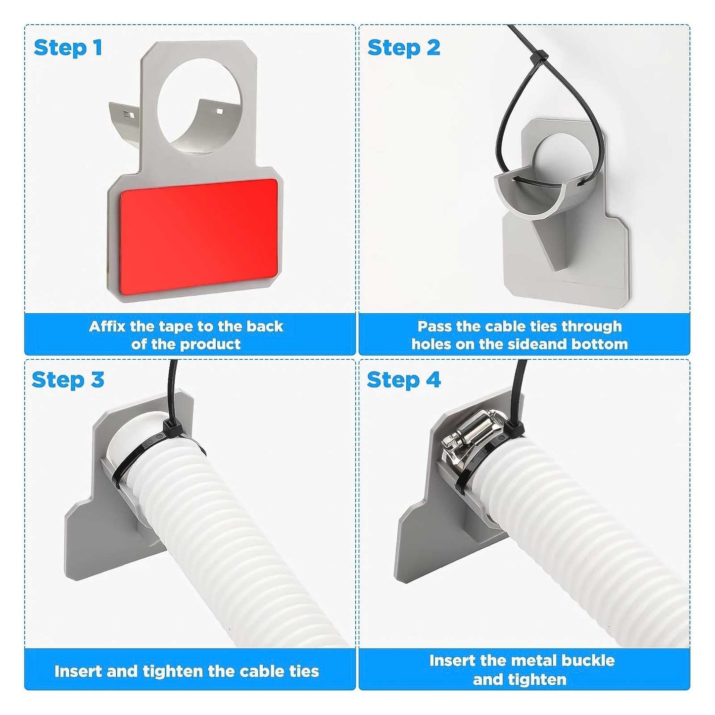 1-1/4" Pool Hoses Kit Replacement for Above Ground Pools – 1.25" Pool Filter Pump Hose with Hose Holders & Clamps Compatible with Intex Pool Filter Pump 607, 637 (White -2 Pack)