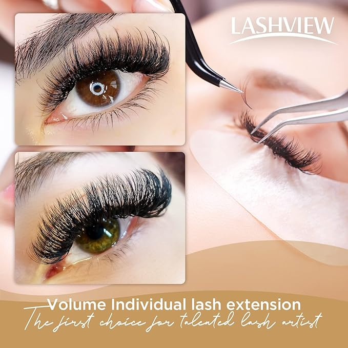 LASHVIEW 0.07 Thickness C Curl 8-15mm Mixed Tray Volume Faux Eyelash Extensions Silk Individual Lash Extensions Pure Korean Silk lashes Soft Application for Professional Salon Use