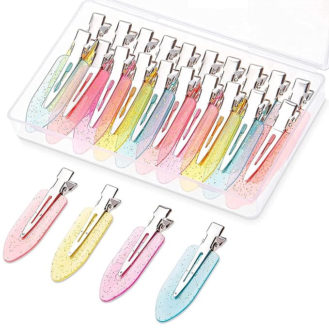 Gingbiss 20 Pcs No Bend Hair Clips, No Crease Hair Clips Curl Pin Clips with Storage Box for Hairstyle Bangs Waves Makeup