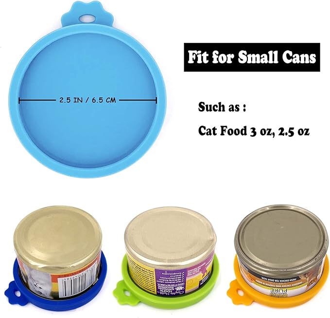 COMTIM Small Size Cat Food Can Lids, 2 Pack Silicone Cat Food Can Lids Covers for Small Cans 3 oz 2.5 oz