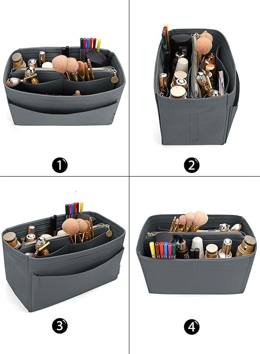 LEXSION Felt Purse Bag Organizer Insert with zipper Bag Tote Shaper Fit Speedy Neverful PM MM