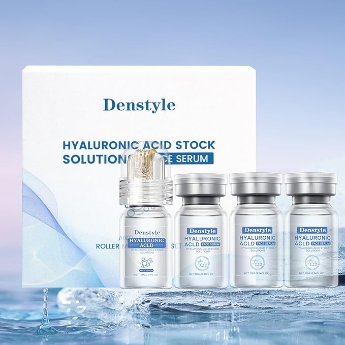 Micro Needling Kit for Face - Micro Infusion System for Face with Hyaluronic Acid & Collagen - Moisturizing & Anti-Wrinkle Facial Serum for All Skin Types - 1 Roller + 4 Serums