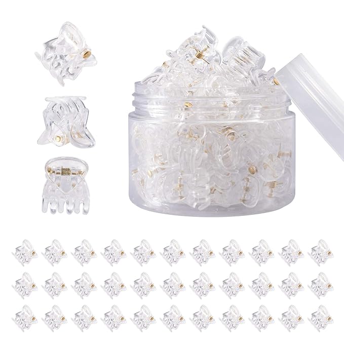 YOHAMA 36 PCS Clear Mini Hair Claw Clips Great for Design Kids Adult Hairstyles White Plastic Hair Clips Small Decoration Buns Pining Bangs Strong Grip Multifunction Clamp Clips.