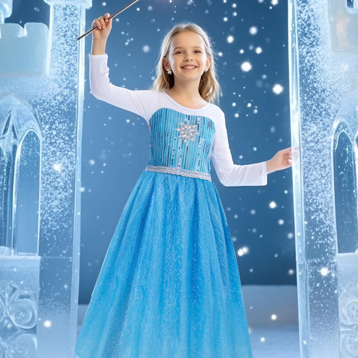 Meland Princess Dress Up for Girls – Light Up Halloween Costume for Girls Age 3-10, Princess Toys for Christmas Birthday Gift(M,5-6 Years)