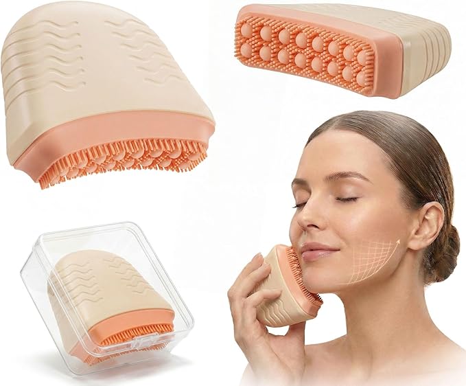 New Lymphatic Contour Face Brush, Silicone Face Brush for Lymphatic Drainage, Ergonomic Facial Lymphatic Drainage Brush for Chin & Neck, Sculpting & Lifting Facial Massage Tool, Reduces Puffiness