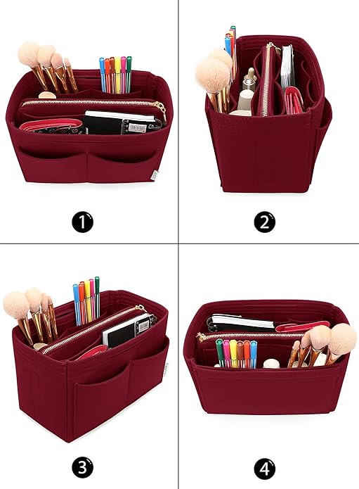 LEXSION Felt Purse Bag Organizer Insert with zipper Bag Tote Shaper Fit Speedy Neverful PM MM