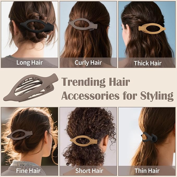 9 Pack Flat Hair Clips for Women, Matte Claw Clips for Thick & Thin Hair, Suitable for Driving (Beige,Camel,Black)