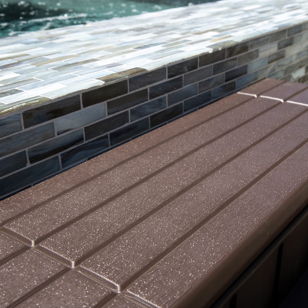 XtremepowerUS Universal 2 Slip-Resistant Spa & Hot Tub Step Outdoor Indoor Stool Pool Ladder Compartment Spa Step 36" Inches Long with Storage, Brown/Black