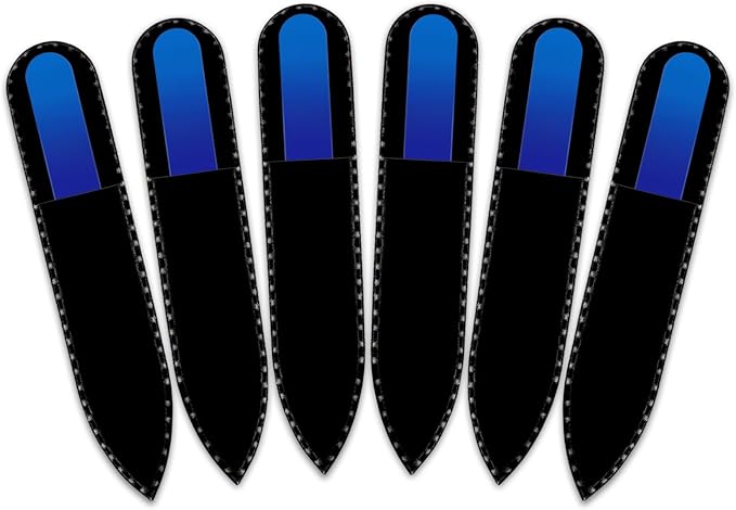 Mont Bleu Rainbow Crystal Nail File in Black Pouch - Small/Purse Size - Czech Tempered Glass - Handmade in Bohemia (Czech Republic)