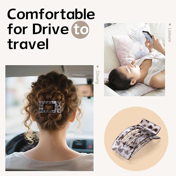 8 Pack French Flat Hair Clips for Women – Large Matte No-Slip Claw Barrettes for Thick & Thin Hair, Strong Hold Styling Accessories (Leopard Black and White)