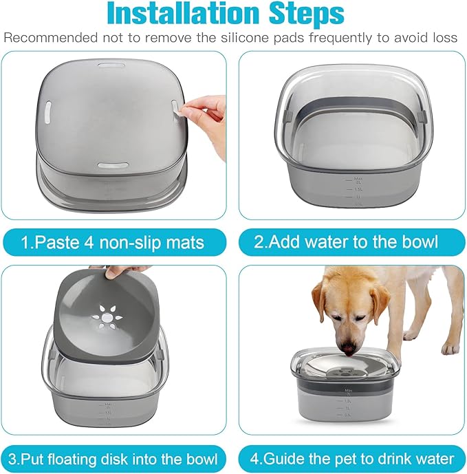 UPSKY 70oz Dog Water Bowl 2L No Spill Dog Bowls Large Capacity Spill Proof Slow Water Feeder, No Splash Dog Bowl Pet Water Dispenser Vehicle Carried Travel Slow Drinking Bowls for Messy Drinkers, Cats