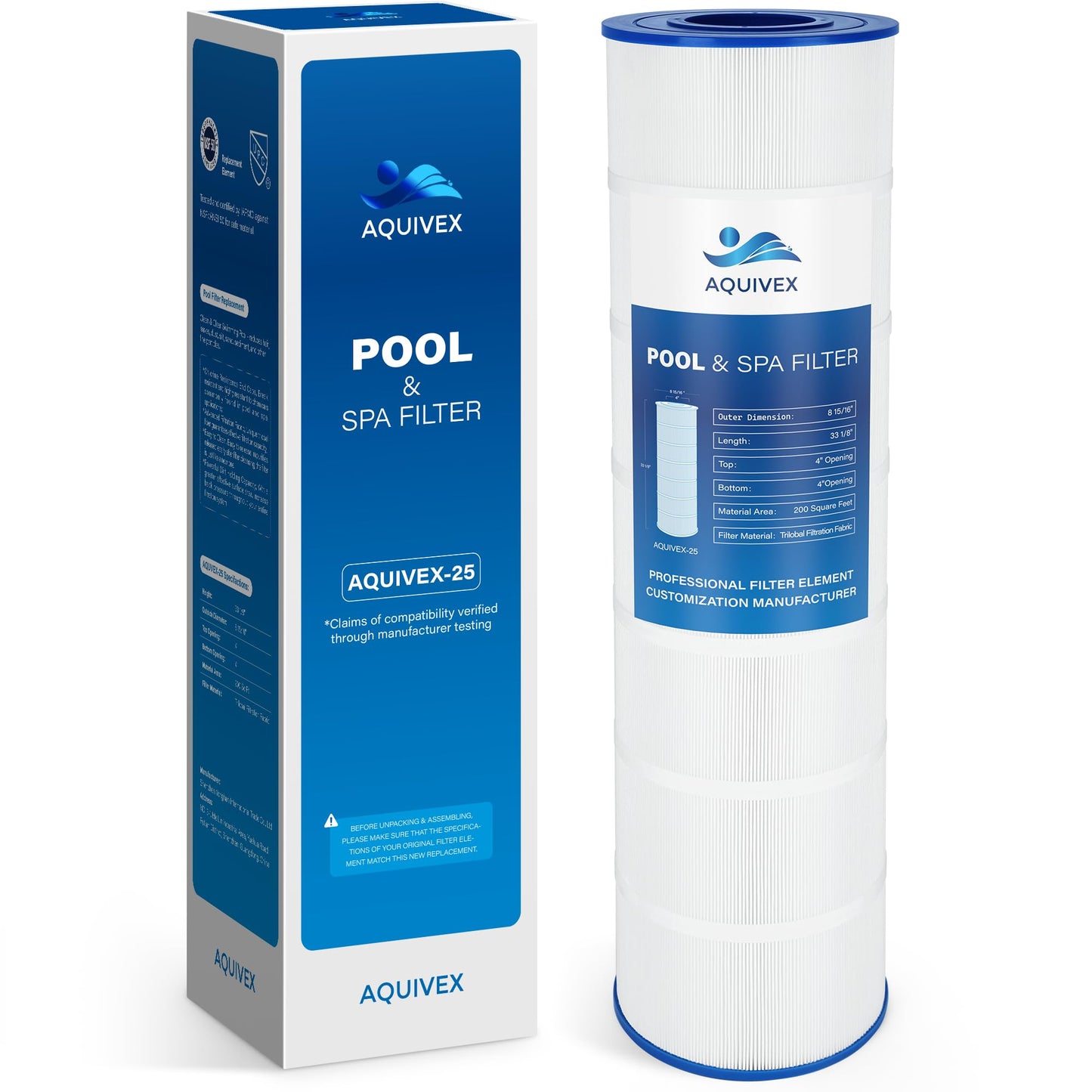 CS200 Jandy Pool Filter Cartridge, Compatible with Jandy CS200, R0462400, Pleatco PJANCS200, Ultral-B9, Filbur FC‑0823, Unicel C-8418, 1 Pack