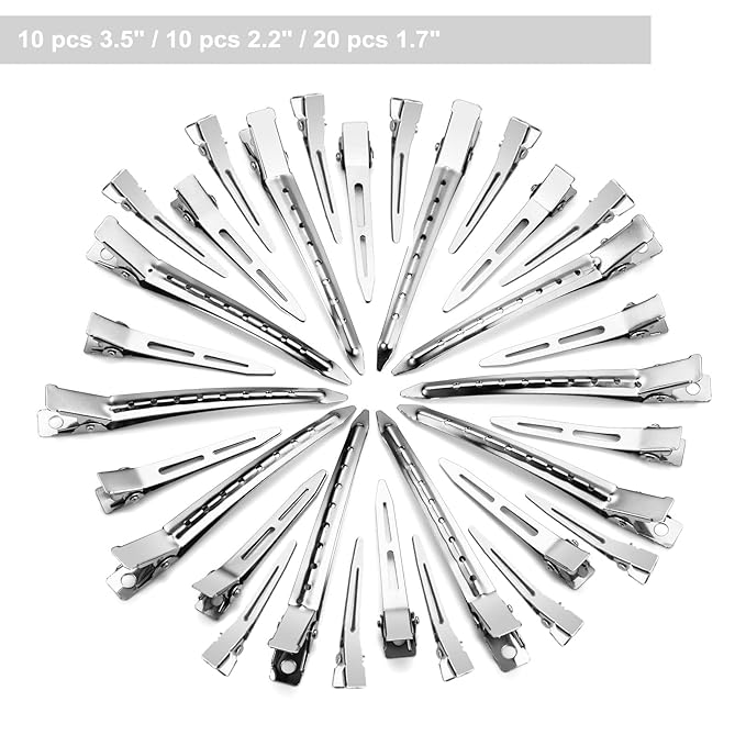 40pcs Metal Duck Billed Hair Clips for Styling Sectioning,Silver for Women Long Hair, Alligator Curl Clips for Hair Roller,Salon,Bows DIY with Case