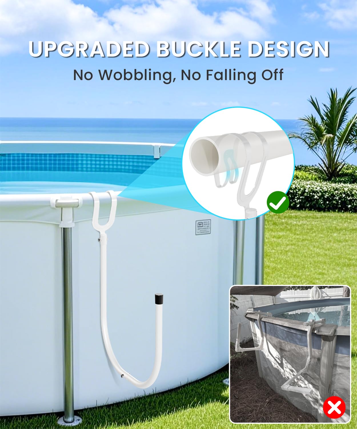Teisaiko Upgraded 4-Pack Solar Cover Holder for Above Ground Pool, Solar Pool Cover Holder, U-Shaped Iron Tube Set for Framed Above-Ground Swimming Pools, Keep Solar Blankets Off The Ground (4-Pack)