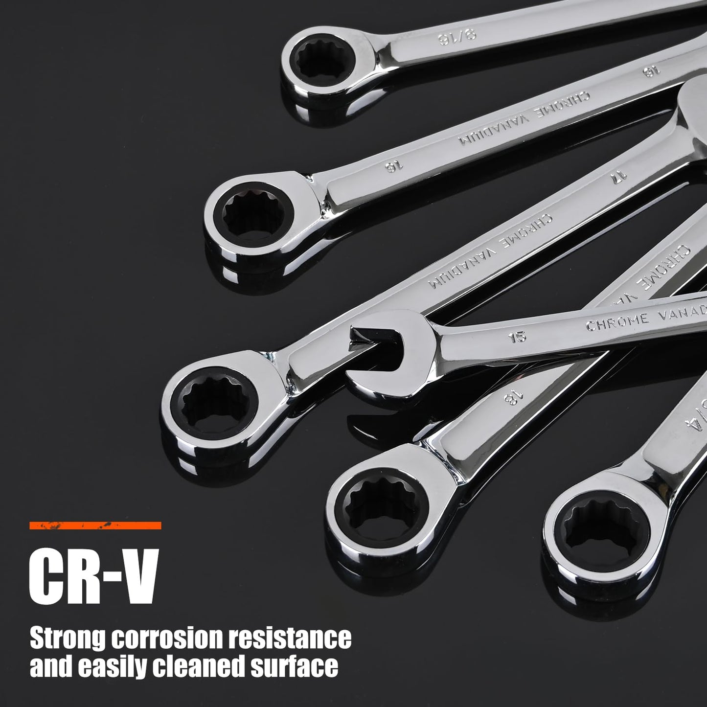Egofine Ratcheting Wrench Set, 6 mm - 24 mm Metric Wrench Set 18pc, 72 Teeth Combination Wrenches Set, Chrome Vanadium Steel with a Roll Up Storage Bag