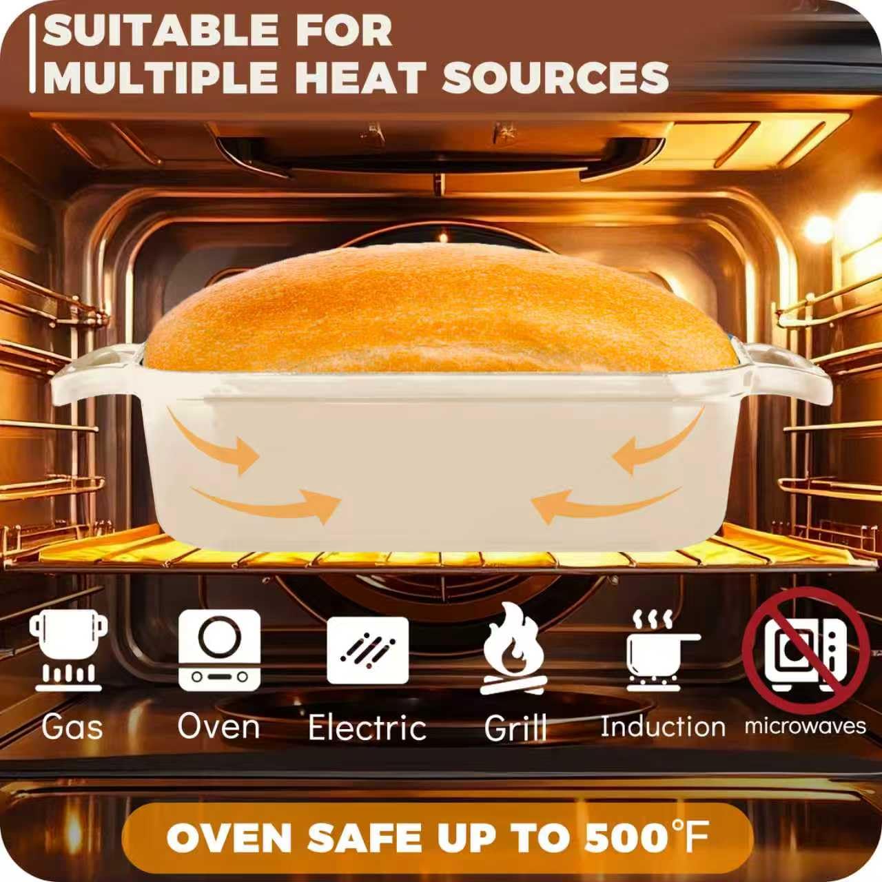 Articasting Cast Iron Bread Loaf Pan with Lid, Loaf Pans for Baking Bread 9x5, Enameled Bread Pans for Homemade Bread, Sourdough, Set of 2 (Cream White)