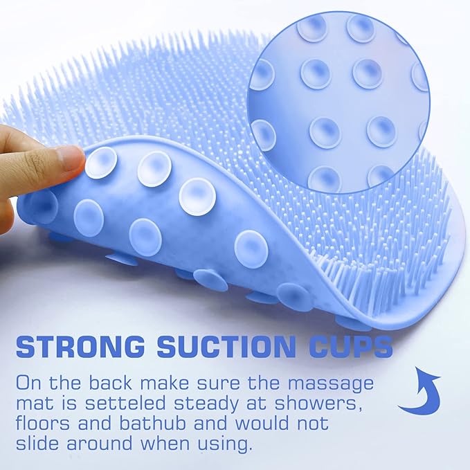 Shower Foot Scrubber Mat Back Washer Back Exfoliating Bath Wash Pad Wall Mounted Slip Suction Cups Foot Scrubber for Use in Shower Cups Foot Cleaner for Men and Women