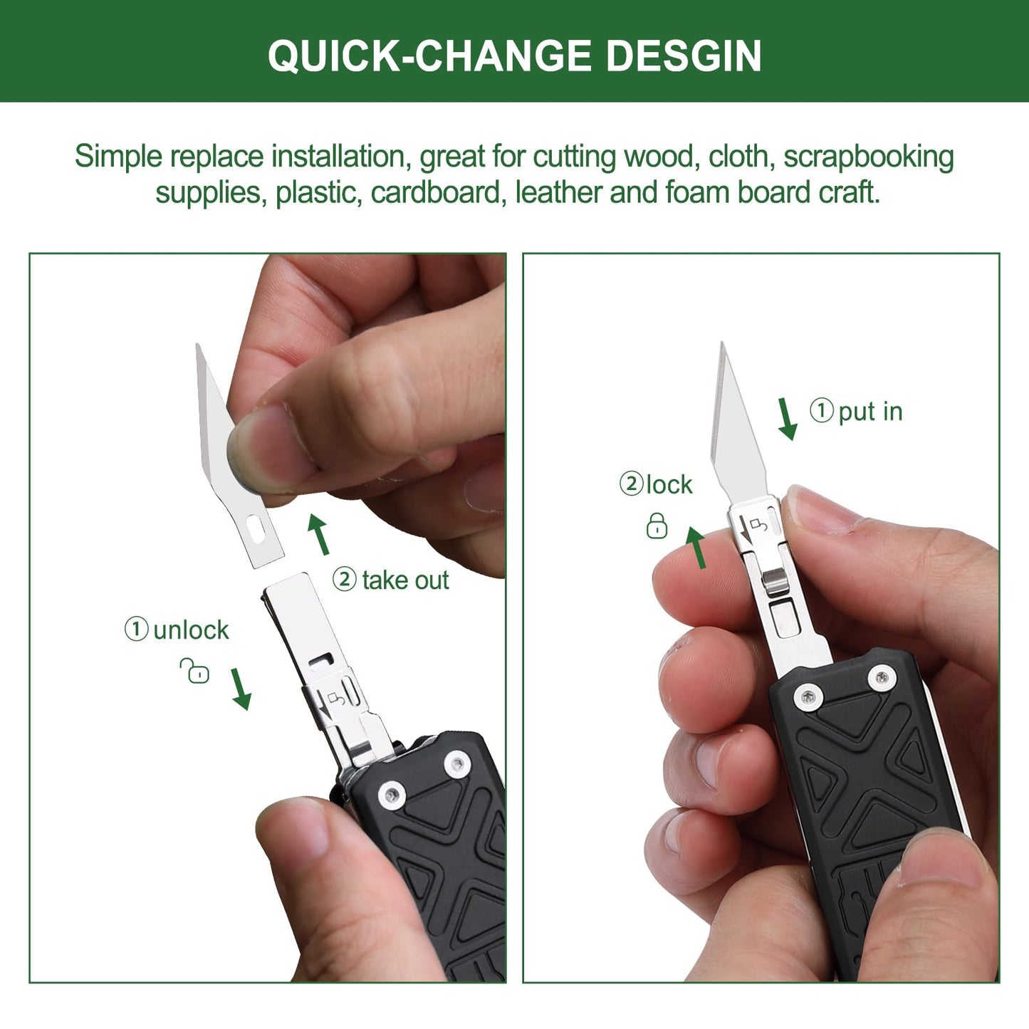 NexTool Pocket Tool E1, Pocket Knife Multi-Tool with Replaceable Folding Utility Knife, Dual Head Screwdriver and Scissors, Mini Multitool for EDC Carry, Engraving, Cutting and Repair, Small Multitool