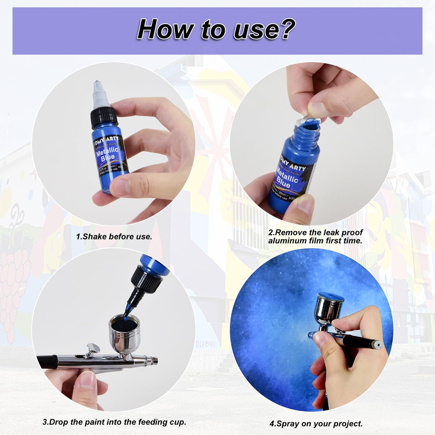HOMY ARTY Airbrush Paint - 30 Colors with 3 Thinner, Ready to Spray Airbrush Paint Set, Water-Based Acrylic Air Brush Paints for Metal, Plastic Models, Canvas, Wood - 33 Bottles