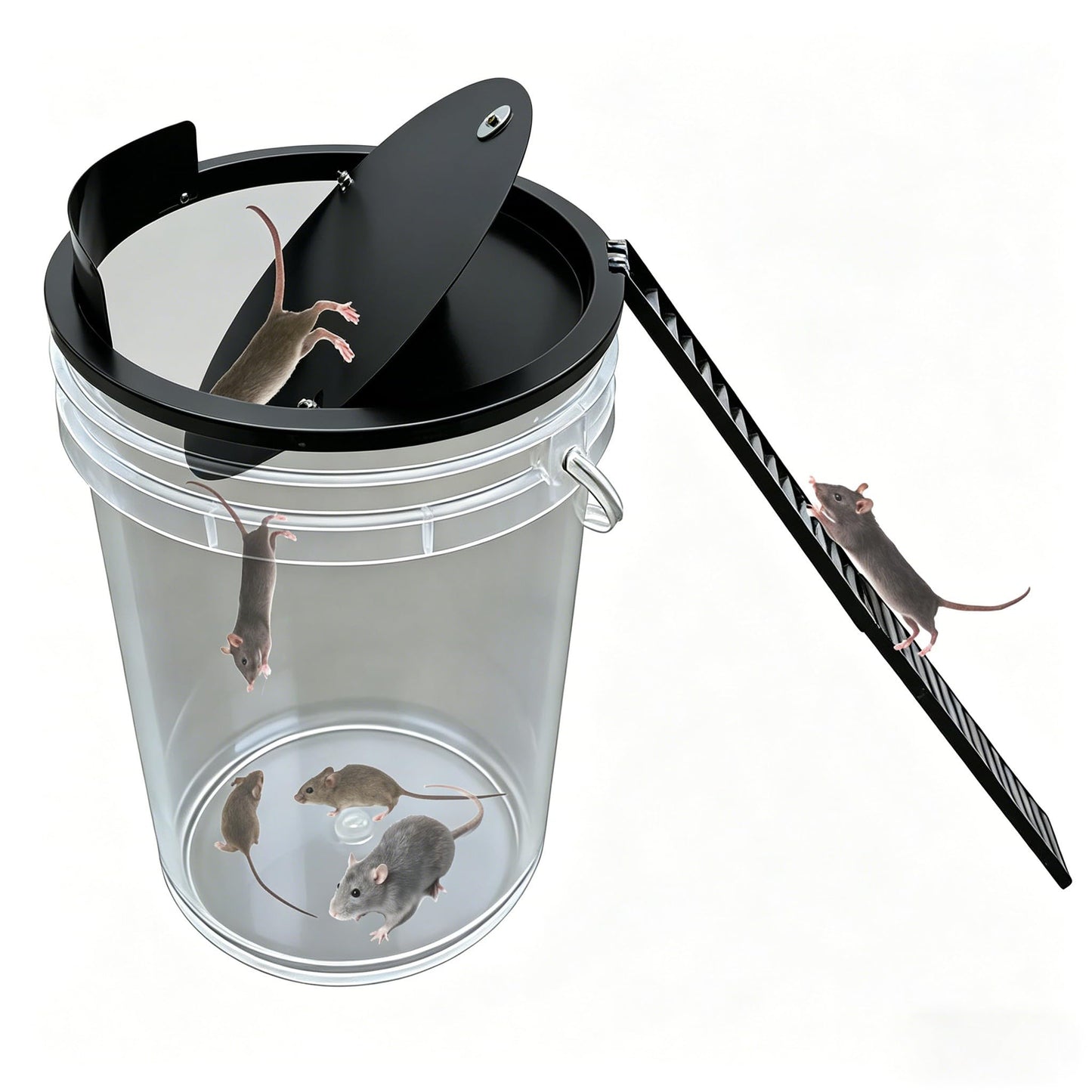 Bucket Lid Mouse Trap Metal 5 Gallon Bucket lid,Strong Metal Material That Cannot be Bitten, auto Reset, (Black)