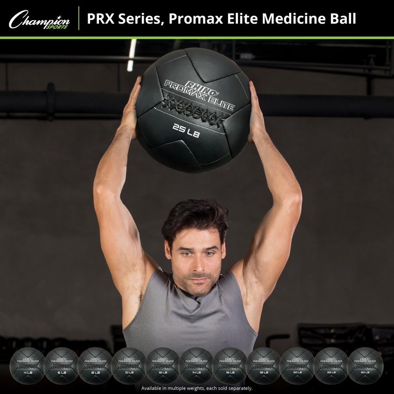 Champion Sports PRX10 Rhino Promax Elite Slam Balls, 10 lb, Soft Shell with Non-Slip Grip, Medicine Wall Exercise Ball for Weightlifting, Plyometrics, Cross Training, & Home Gym Fitness
