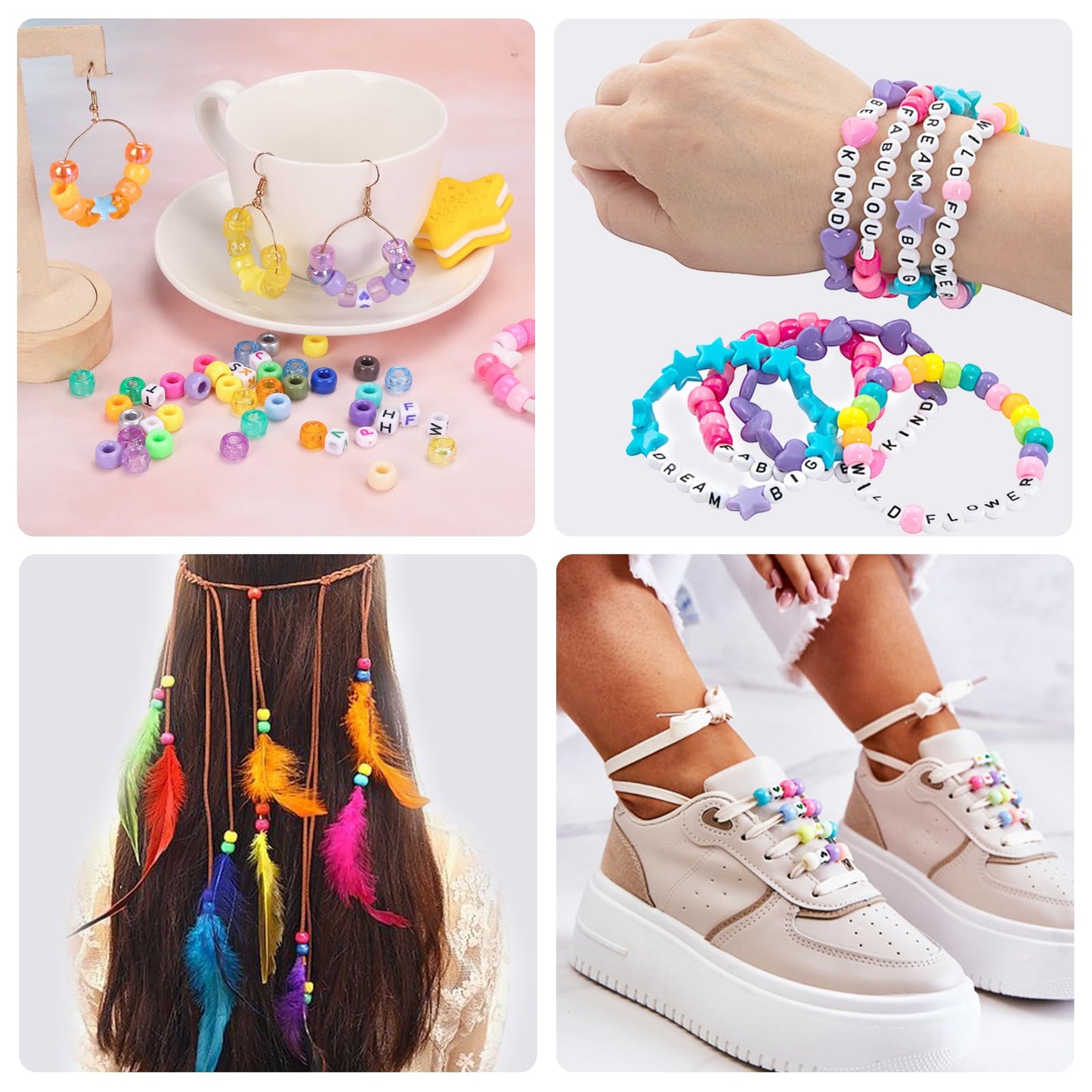 Bracelet Making Kit 96 Colors Pony Beads 3300pcs Friendship Bracelet Kit Rainbow Kandi Beads with Letter and Heart Beads Elastic Threads for Kids Adults Keychain Jewelry Necklace Making