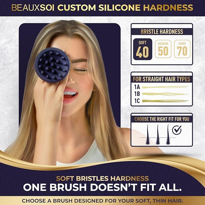 Silicone Shampoo Brush & Scalp Exfoliator - Hair Massager for Growth, Scalp Scrubber & Dandruff Brush (Soft)
