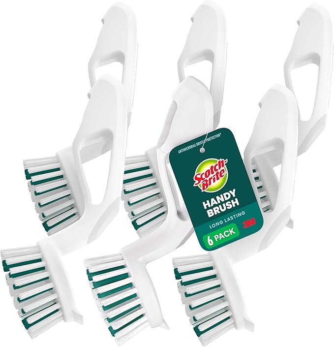 Scotch-Brite Little Handy Scrubber Brush, 6 Dish Brushes, Dish Brush with Long Lasting Bristles, Crevice Cleaning Brush, Nail Brush for Cleaning Fingernails