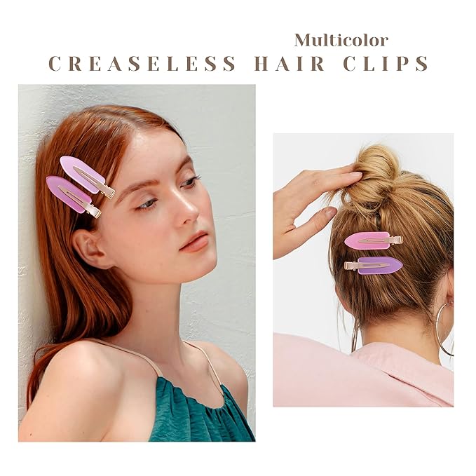 No Crease Creaseless No Bend Hair Clips For Styling Non Slip Flat Clips For Makeup Hair Accessories For Women,Multiple Pink Red,12 PCS