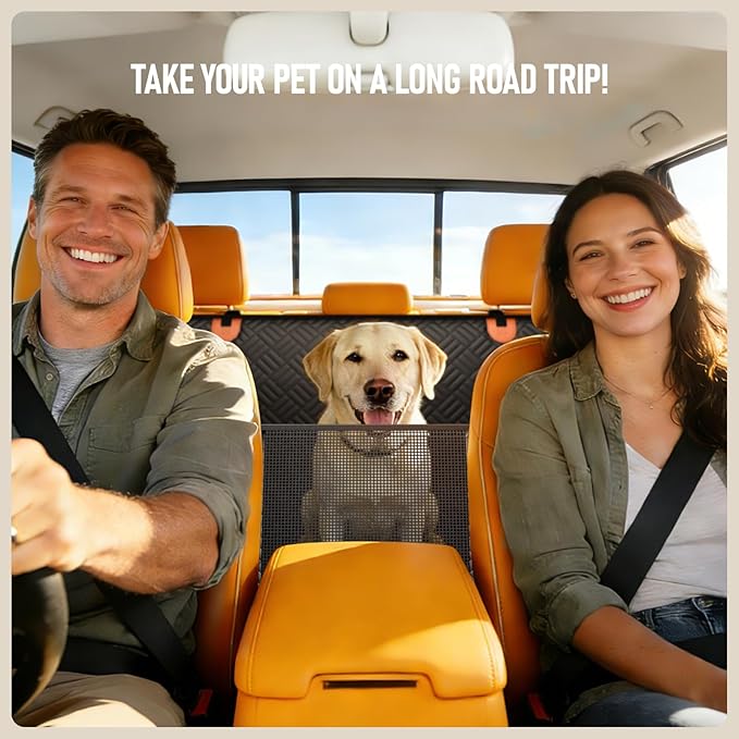 PROZAR Dog Car Seat Cover for Back Seat, Hard Bottom Back Seat Extender for Dogs - Supports 400lbs, Back Seat Pet Cover, Dog Hammock for Full-Size Trucks/SUV