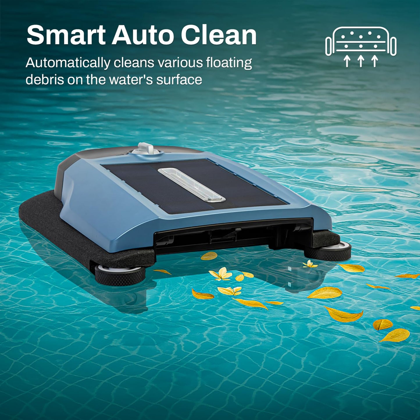 Betta Flex Solar-Powered Robotic Pool Skimmer – Cordless with Dual Cleaning Modes, Soft-Touch Pool Protection. Compatible with Infinity Edge, In-Ground & Above-Ground Pools (Blue)