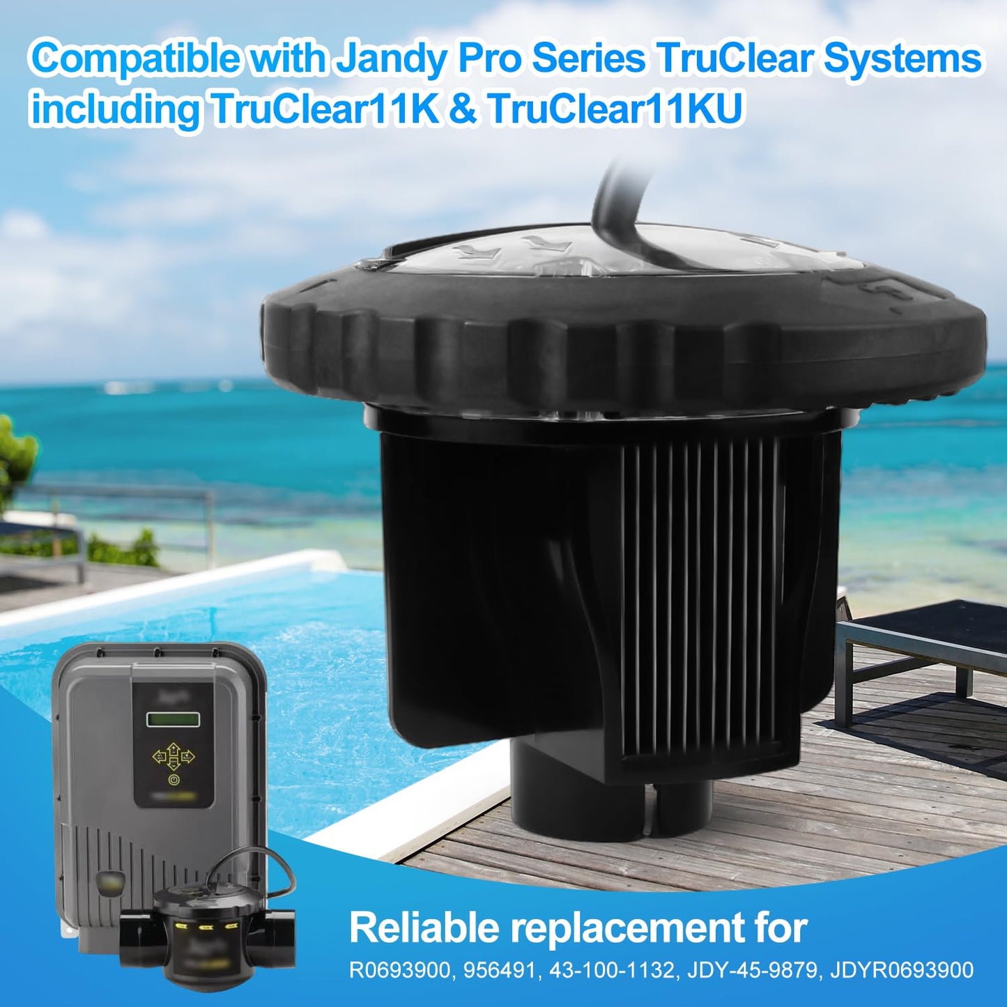 R0693900 Replacement Salt Cell Assembly - Compatible with Jandy Pro Series TRUCLEAR11K & TRUCLEAR11KU, Design for Pools up to 35,000 Gallons, Black