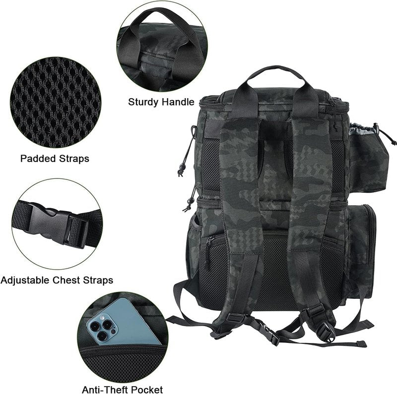 MATEIN Fishing Backpack, Water Resistant Tackle Storage Bag with Rod Holders & Cooler, Fishing Gifts for Men