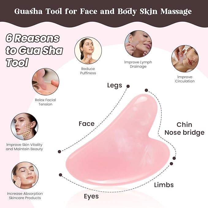 Lymphatic Contour Face Brush and Jade Gua Sha Set, 2-in-1 Manual Facial Dry Brush for Lymphatic Drainage - Anti-Puffiness, Detox Sculpting Brush to Improve Skin Glow & Absorption