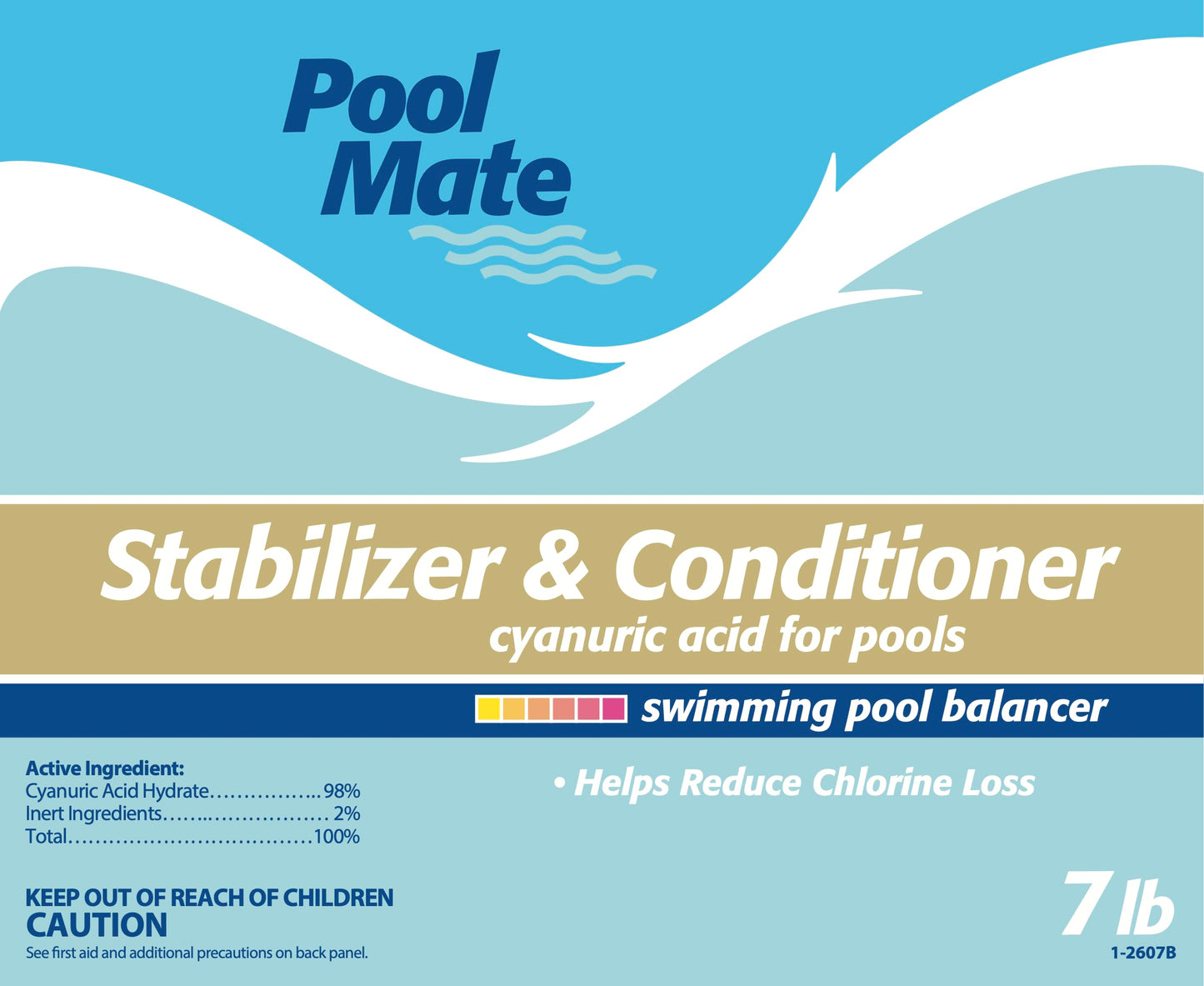 Pool Mate 7-Pounds Premium Pool Stabilizer and Conditioner, Concentrated Cyanuric Acid for Pools, Helps Chlorine Last Longer