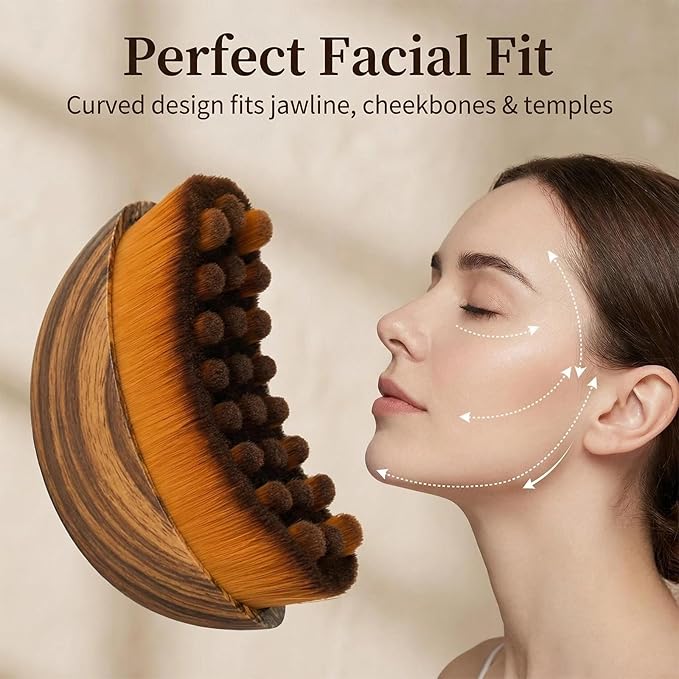 Lymphatic Contour Face Brush, Face Sculpting Tool for Lymphatic Drainage, Ultra Soft Bristles, Dry Brush, Helps Reduce Look of Puffiness, 100% Gentle & Soft on Skin | Naturally Sculpted Look