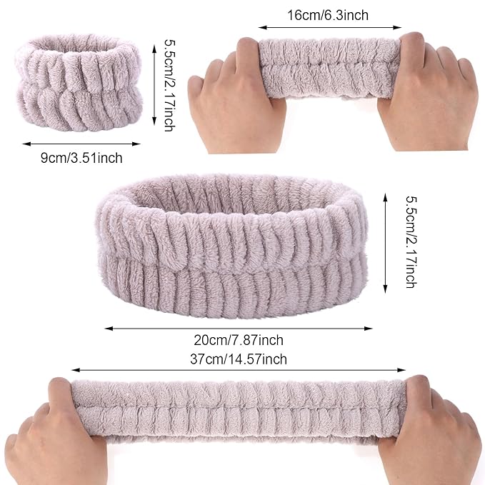 obeoby Spa Headband for Washing Face, 12 Pcs Makeup Headband and Wristband Set for Skincare Makeup Bath for Women Girls