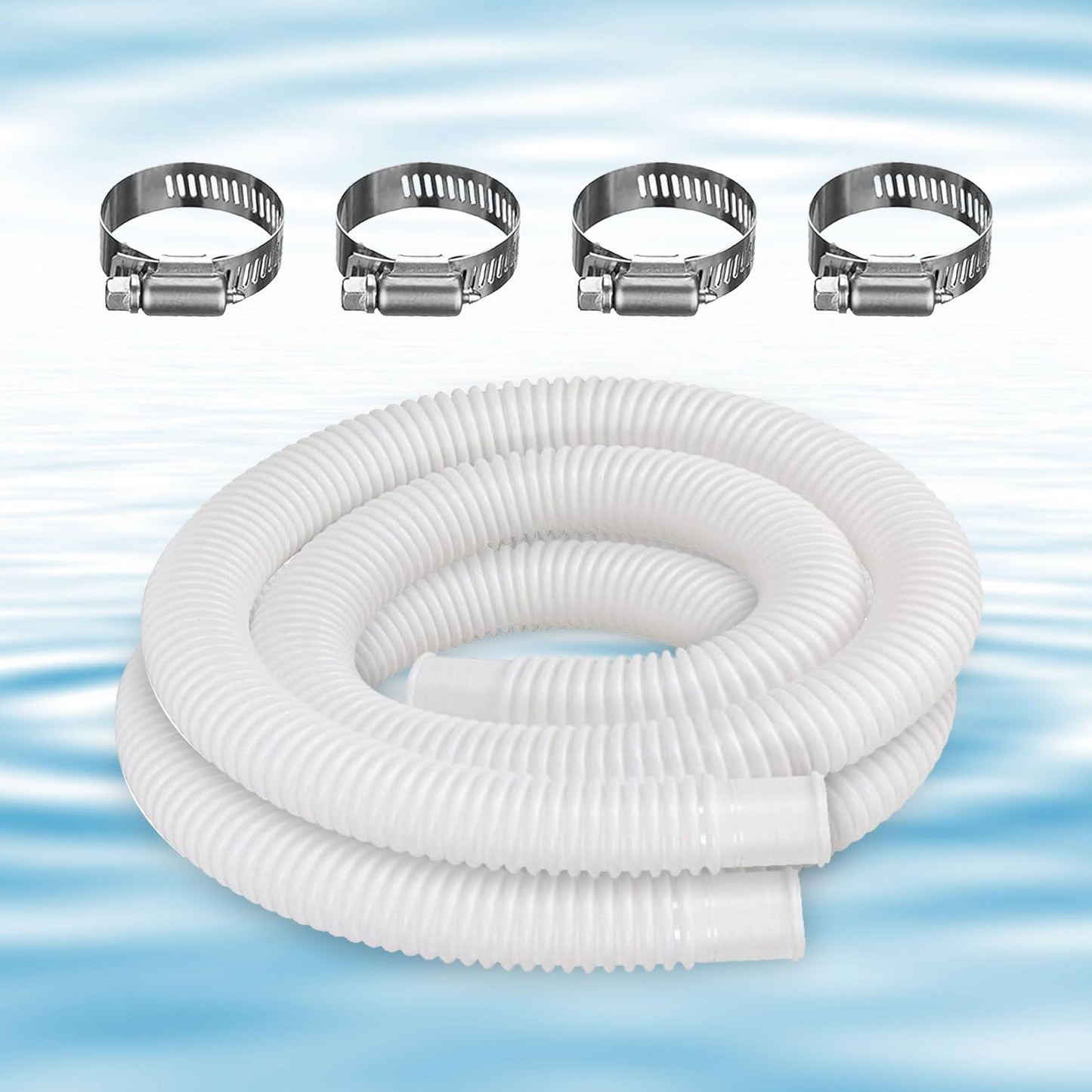 1-1/4-Inch Replacement Pool Hoses for Intex Coleman Bestways Above Ground Pools,1.25" Diameter Pool Hose Compatible with Intex Pump Models #607/#637 (White- 2 Pack)