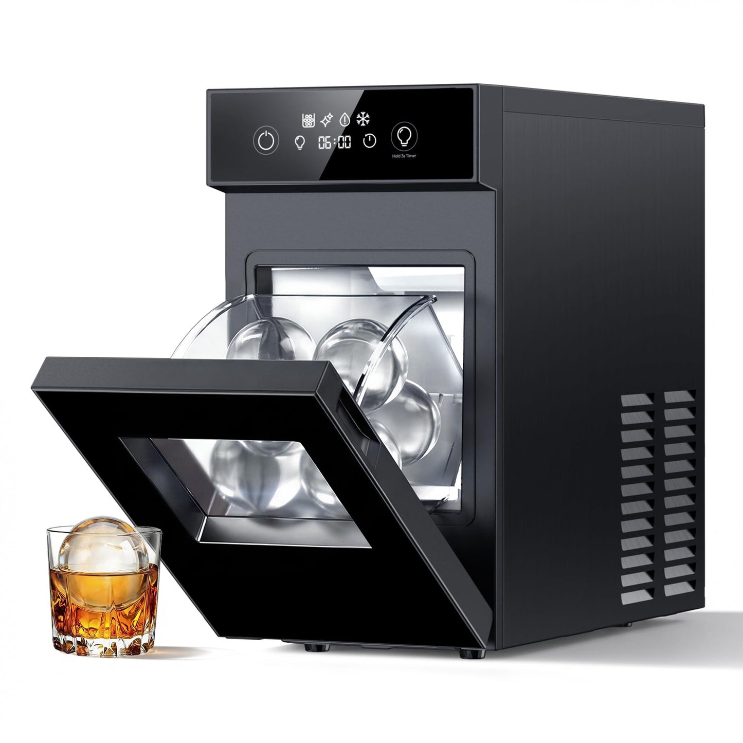 Countertop Ice Maker, 9 Bullet Ice in Just 6 Mins, 27 lbs Daily Output, Ice Machine with Ice Scoop and Basket, 2 Ice Sizes, Self-Cleaning, Ideal for Home/Kitchen/Office/Bar