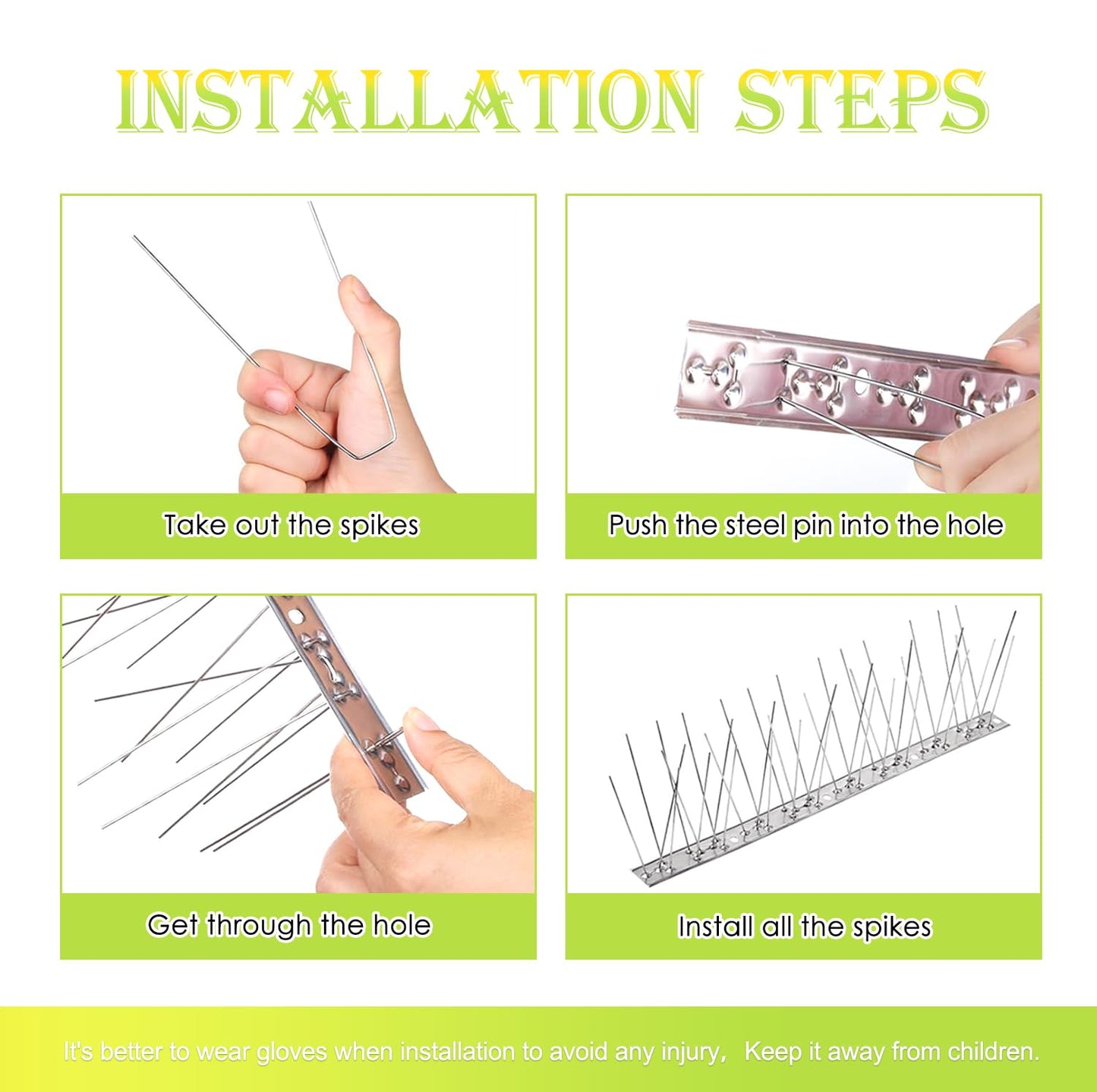 Valibe Pigeon Spikes Stainless Steel Bird Spikes for Outside to Keep Birds Away 12 Pack 10ft Coverage Bird Spikes Wire Prevention Spikes for Small Bird Squirrel for Fence Roof Blacony