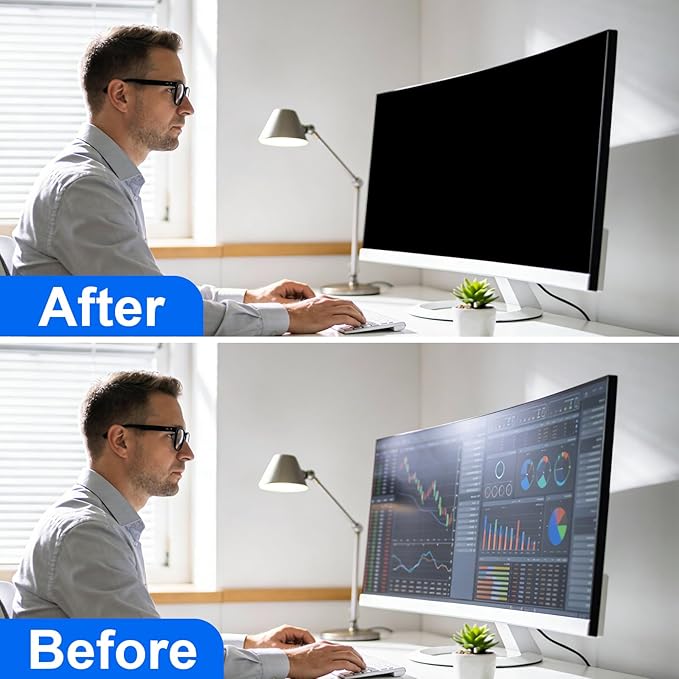 [2-Pack] Privacy Screen For Computer Monitor, 34-Inch 21:9 Aspect Ratio; Anti Spy/Bule Light/Glare And Eye Protection, 2 Install Ways Removable For Office, Airport, Cafe And Other Public Area; Diagonal 34 Inches, Width 31.25 Inches, Height 13.39 Inches