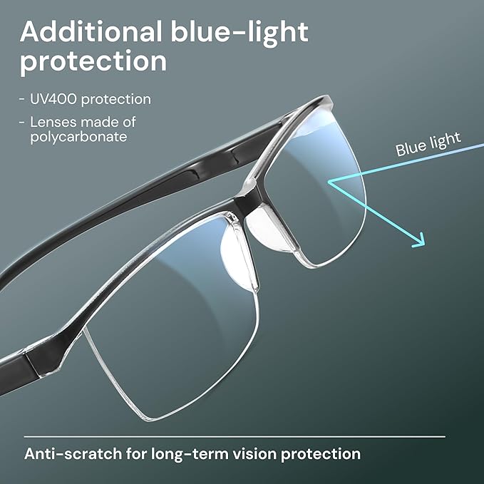 Gaoye 6 Pack 1.5 Executive Style Reading Glasses Men - Durable Readers with Blue Light Filtering - Comfortable Fit with TR90 Frames