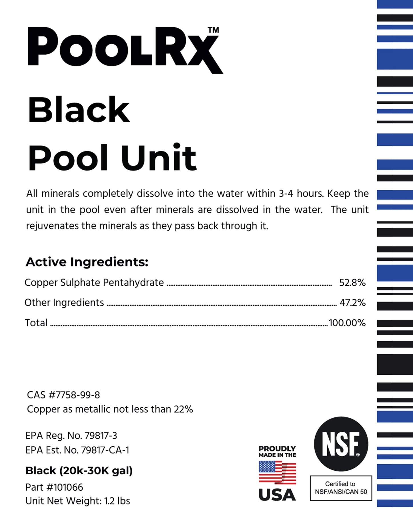 PoolRx Pool Unit #101066 6 Month Algaecide Treats 20k-30k gallons, Black