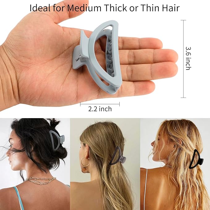 Canitor Hair Clips Set: 4 Neutral Matte Claw Clips for Thin, Medium and Thick Hair - Semicircle Cute Small Design for Women