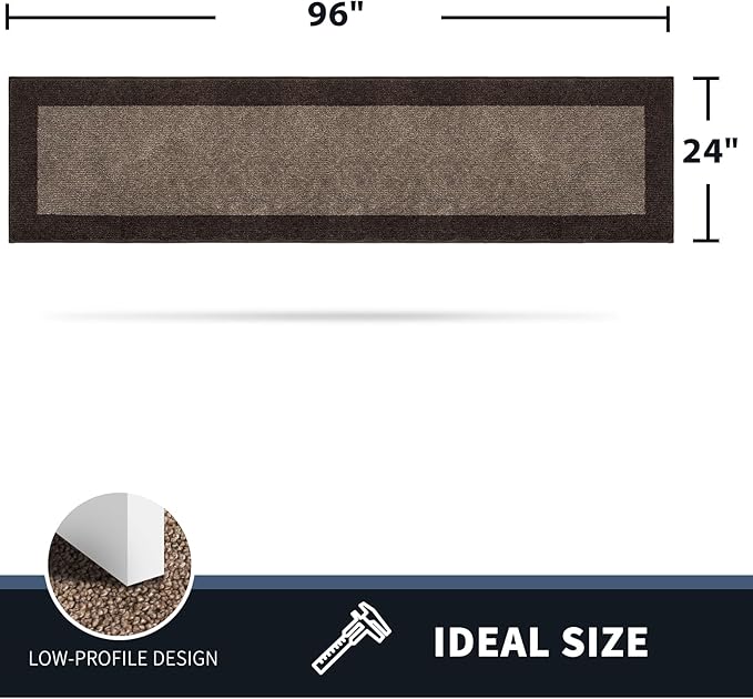 PURRUGS Dirt Trapping Door Mat 24" x 96", Non-Slip Washable Entry Mat, Dog Doormat, Front Door Mat, Super Absorbent Entrance Mat for Muddy Shoes & Paws, Grayish Brown & Coffee