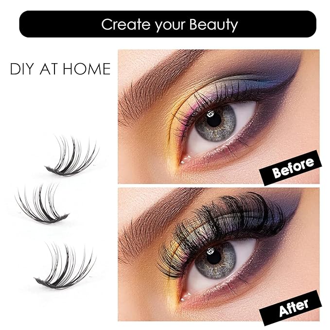 Lash Clusters 320pcs Individual Lashes 30D&40D DIY Lash Extensions Lash Clusters False Eyelashes Natural Look 10-16mm Mix Cluster Eyelash Extensions EASY TO USE (30D+40D-0.07D)