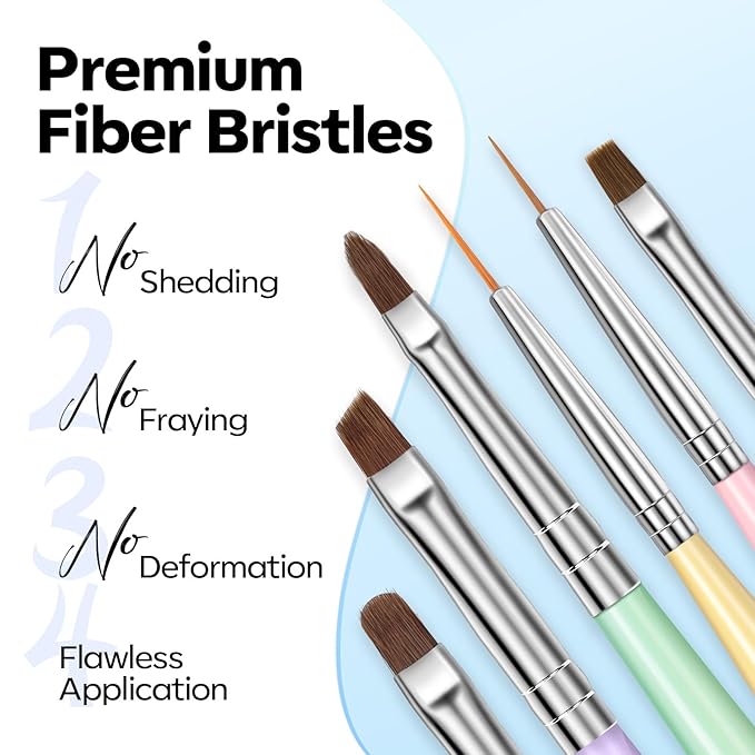 Modelones Nail Art Brushes Set, Nail Brush kit Gel Polish, Extension Gel, Liner, Clean up, Carving, Apex Building, Dotting Pens Professional Tools for Drawing Painting 3D Design Salon & DIY Use